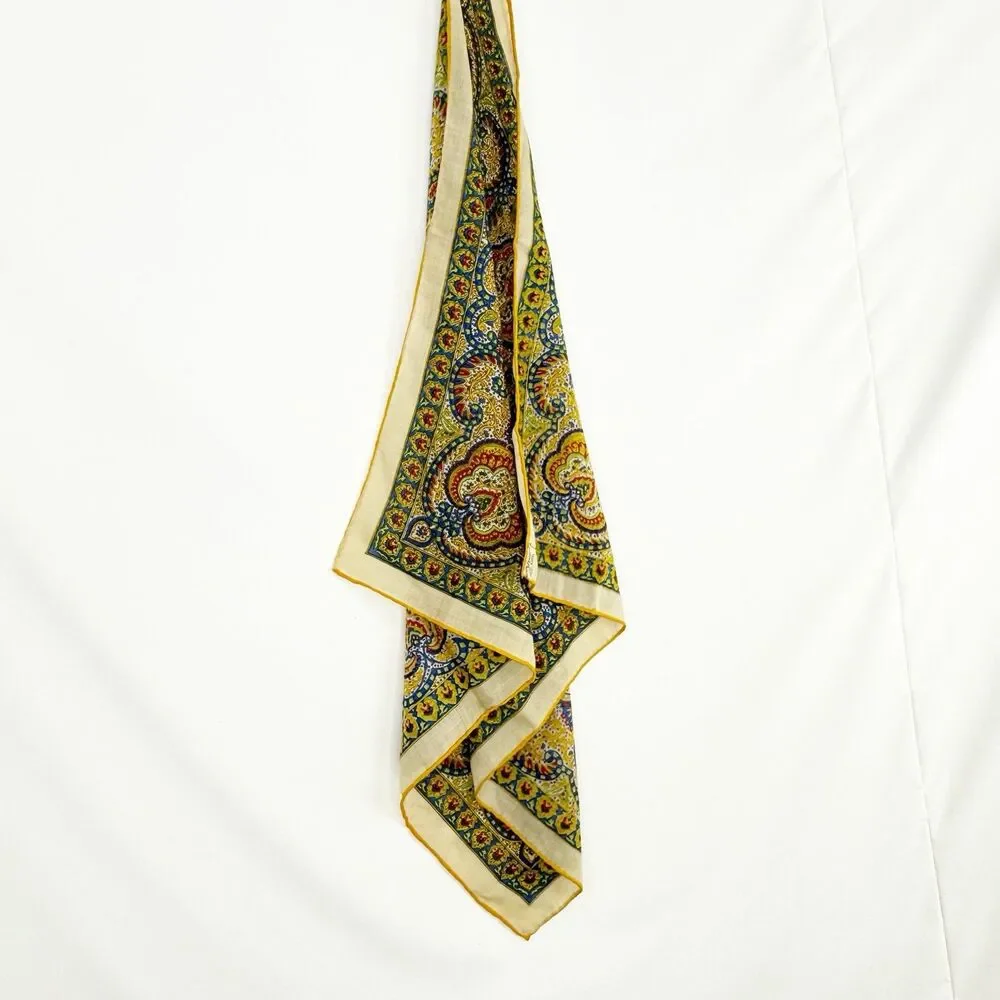 VTG BURMEL HAND-ROLLED ALL WOOL SQUARE SCARF PAISLEY ABSTRACT 24